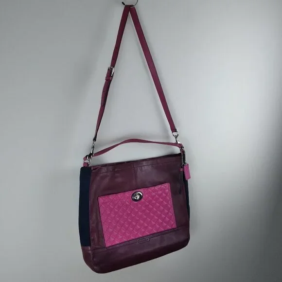 Coach Park Quilted Colorblock Crossbody Satchel Practical Vibrant Statement Bag - Picture 15 of 15